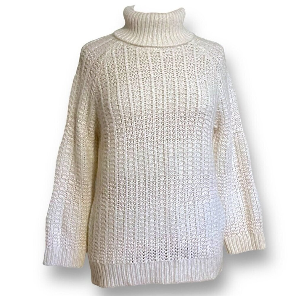 LAUREN Ralph Lauren Womens Sweater Sz Large Ivory Alpaca Wool Blend Turtleneck - Picture 5 of 8